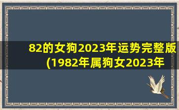 82的女狗2023年运势完整版(1982年属狗女2023年 🐬 婚姻状况)